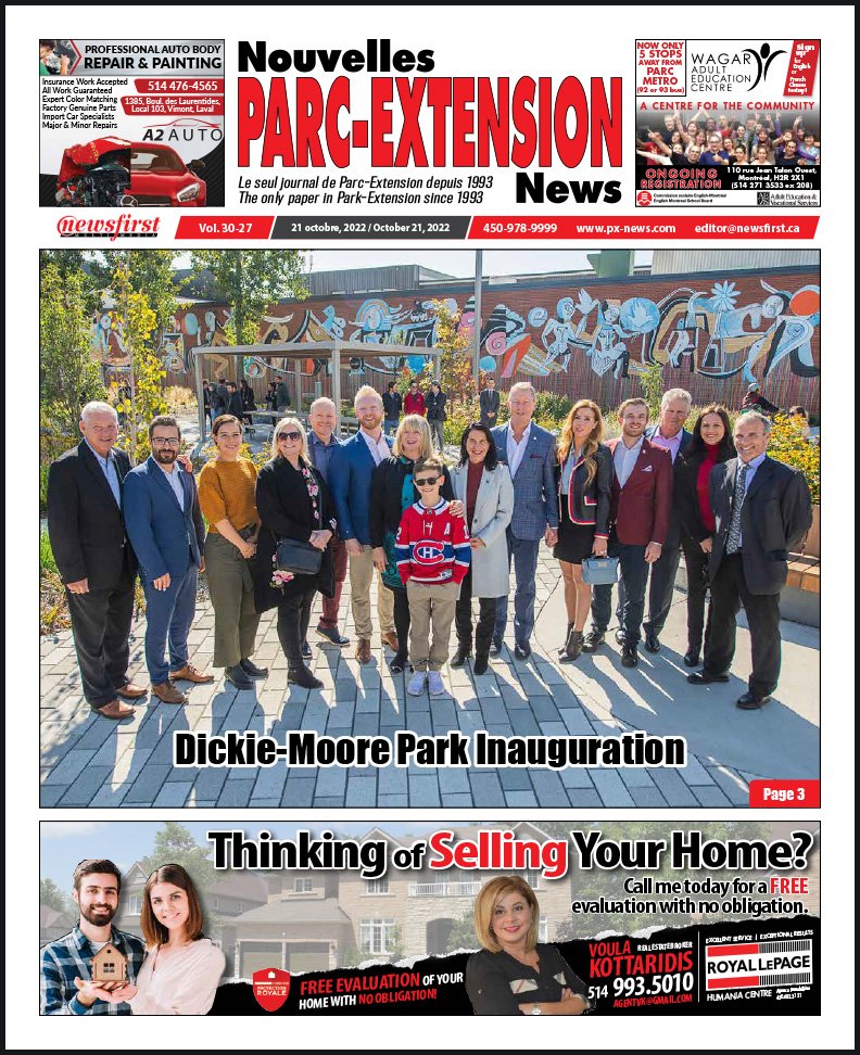 Parc-Extension News front page image.